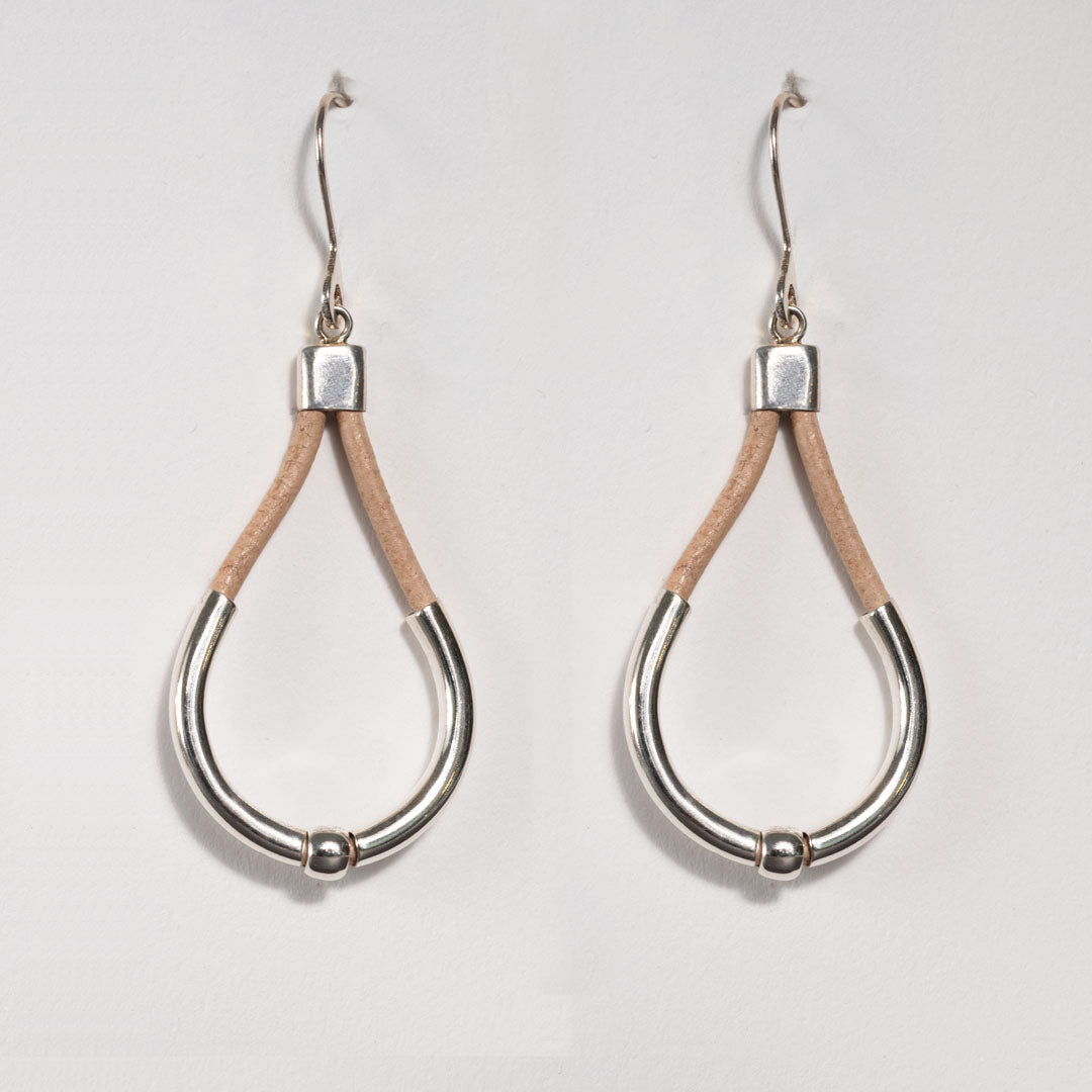 Urban Equestrian - Calista - Sterling Silver Bosal Horseshoe Earring on Natural Leather