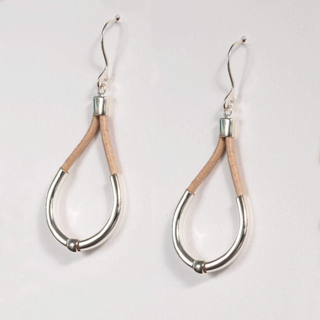 Urban Equestrian - Calista - Sterling Silver Bosal Horseshoe Earring on Natural Leather