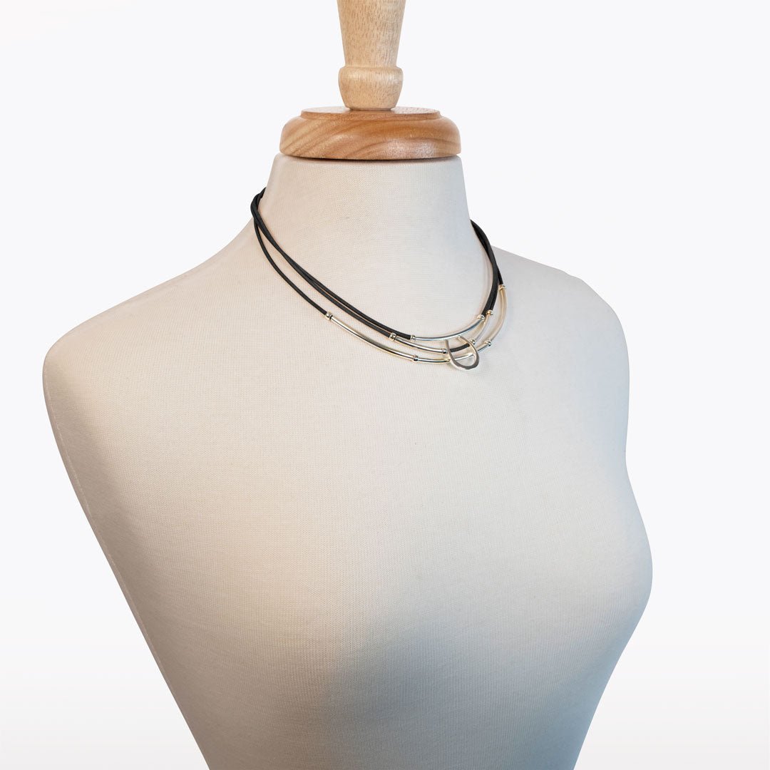 Urban Equestrian - Calista - Equestrian Horseshoe Necklace on Black Leather
