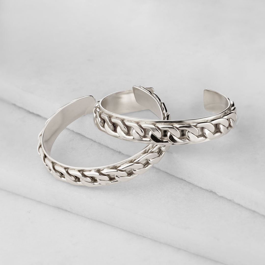 Urban Equestrian - Cadence Equestrian Bracelet  - Wide Silver Curb Chain Cuff