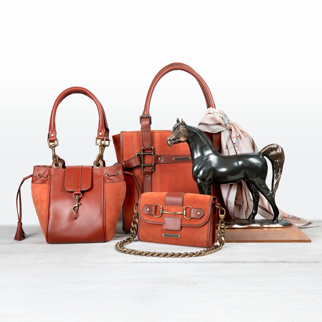 Urban Equestrian Cassidy - Luxury Leather Bucket Handbag in Black