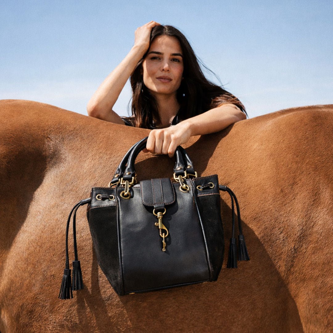 Urban Equestrian Cassidy - Luxury Leather Bucket Handbag in Cognac