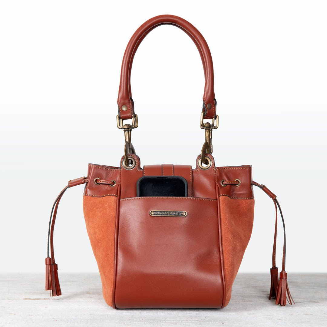 Urban Equestrian Cassidy - Luxury Leather Bucket Handbag in Cognac