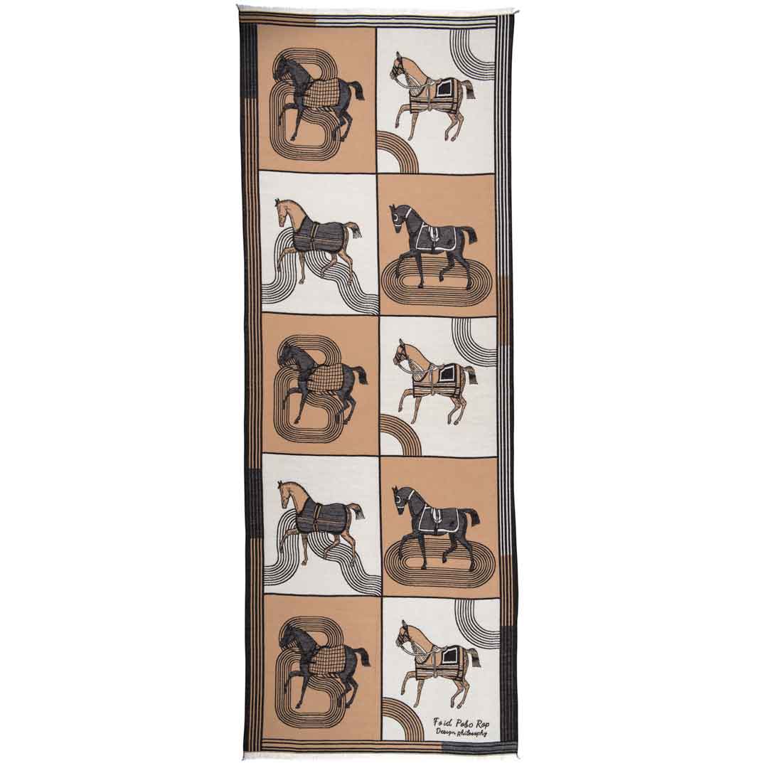 Urban Equestrian Cavallo -  Caramel Equestrian Motif Luxe Shawl