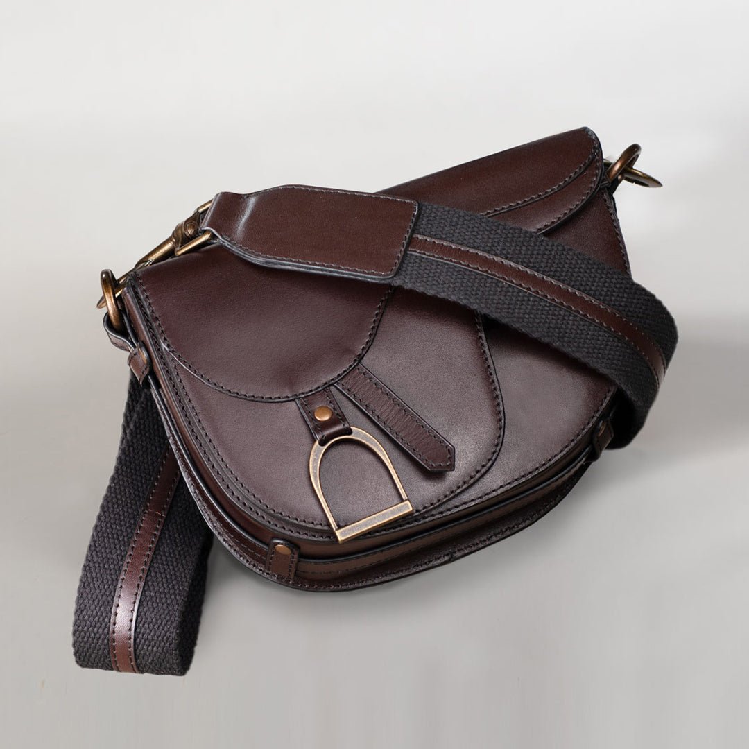 Urban Equestrian Signature Saddle Bag - Luxury Leather Handbag in Deep Brown