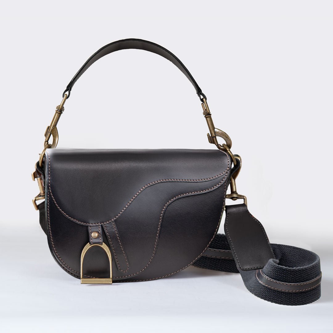 Urban Equestrian Signature Saddle Bag - Luxury Leather Handbag in Black