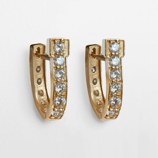 Urban Equestrian - Colton - Diamond Cut Horseshoe Coin Earring in Gold