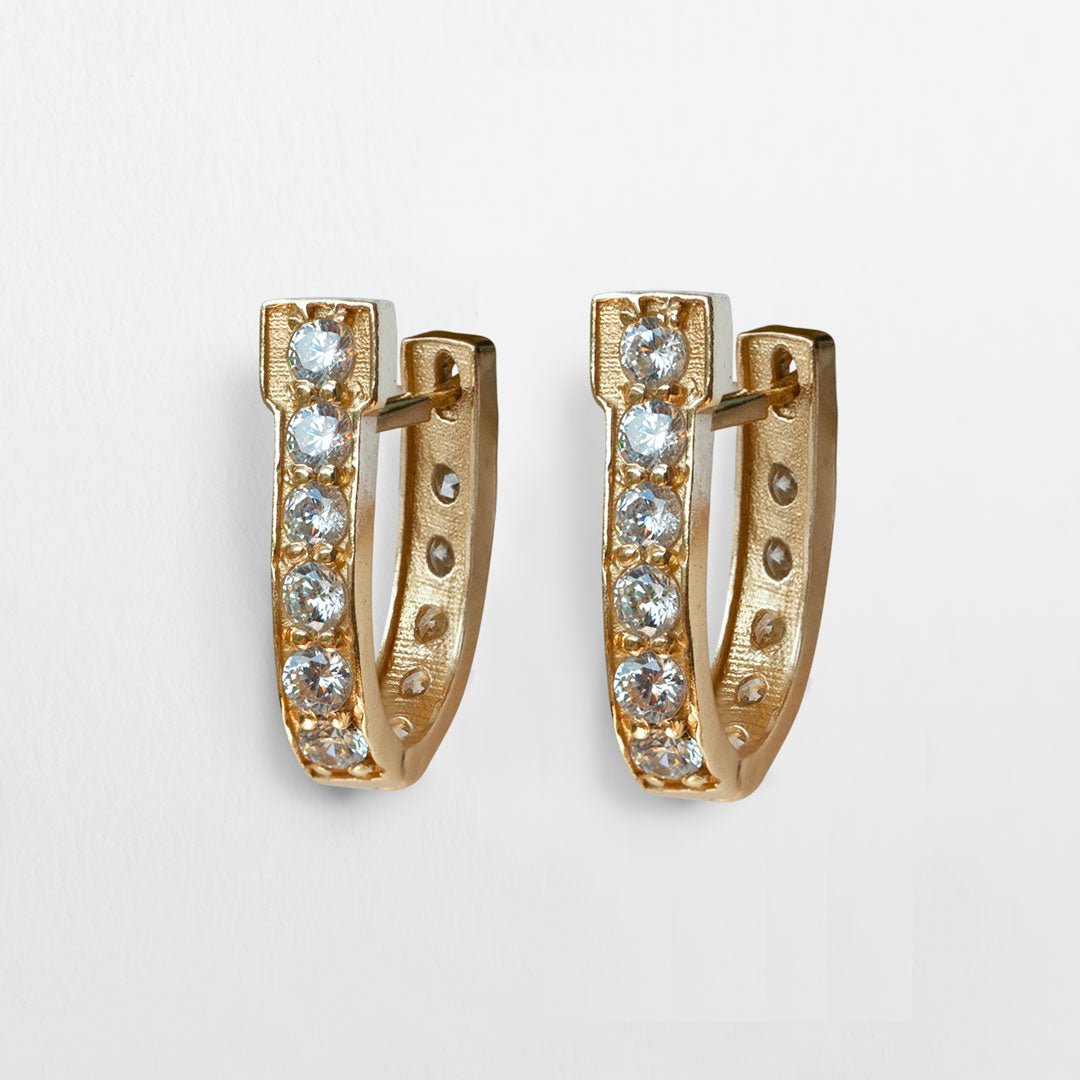 Urban Equestrian - Colton - Diamond Cut Horseshoe Coin Earring in Gold