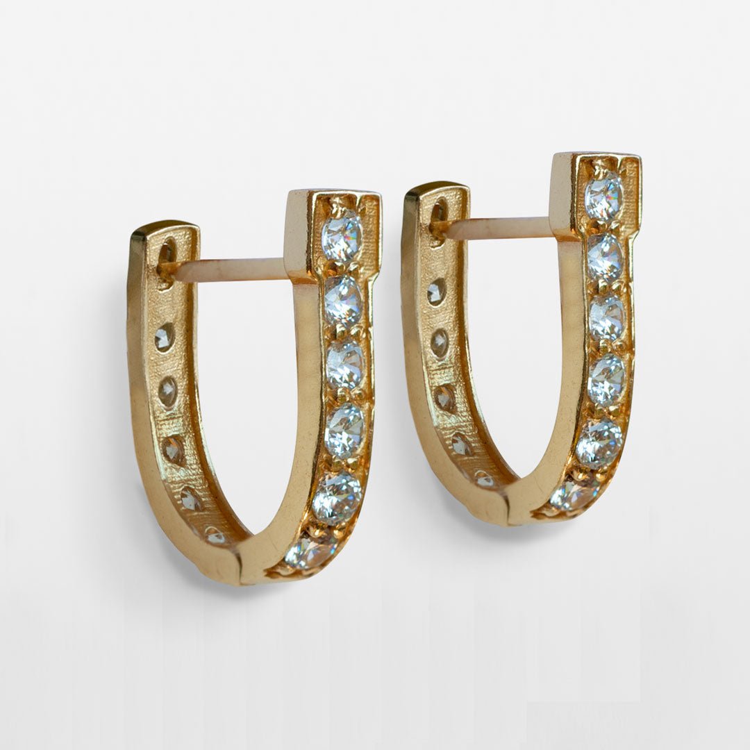 Urban Equestrian - Colton - Diamond Cut Horseshoe Coin Earring in Gold