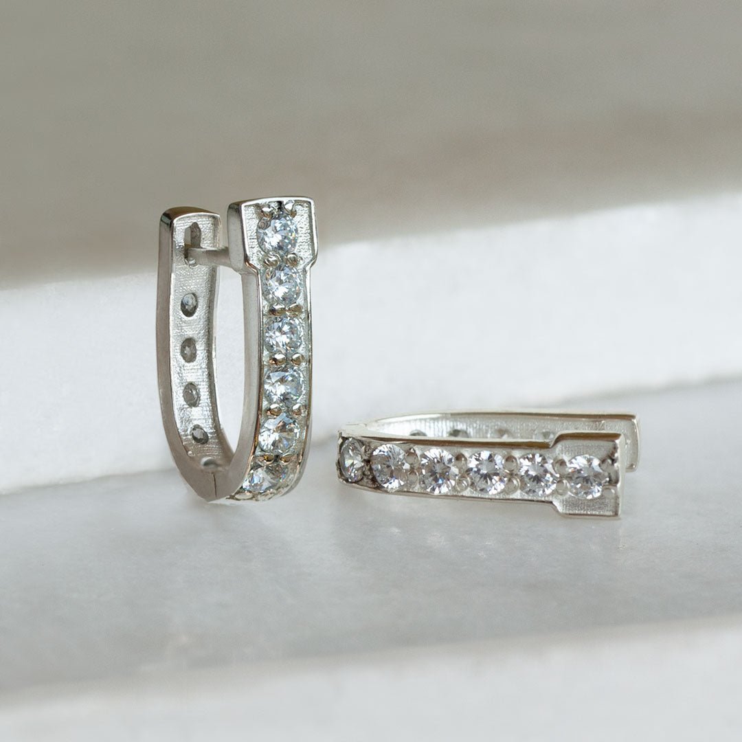 Urban Equestrian - Colton - Diamond Cut Horseshoe Coin Earring in Silver