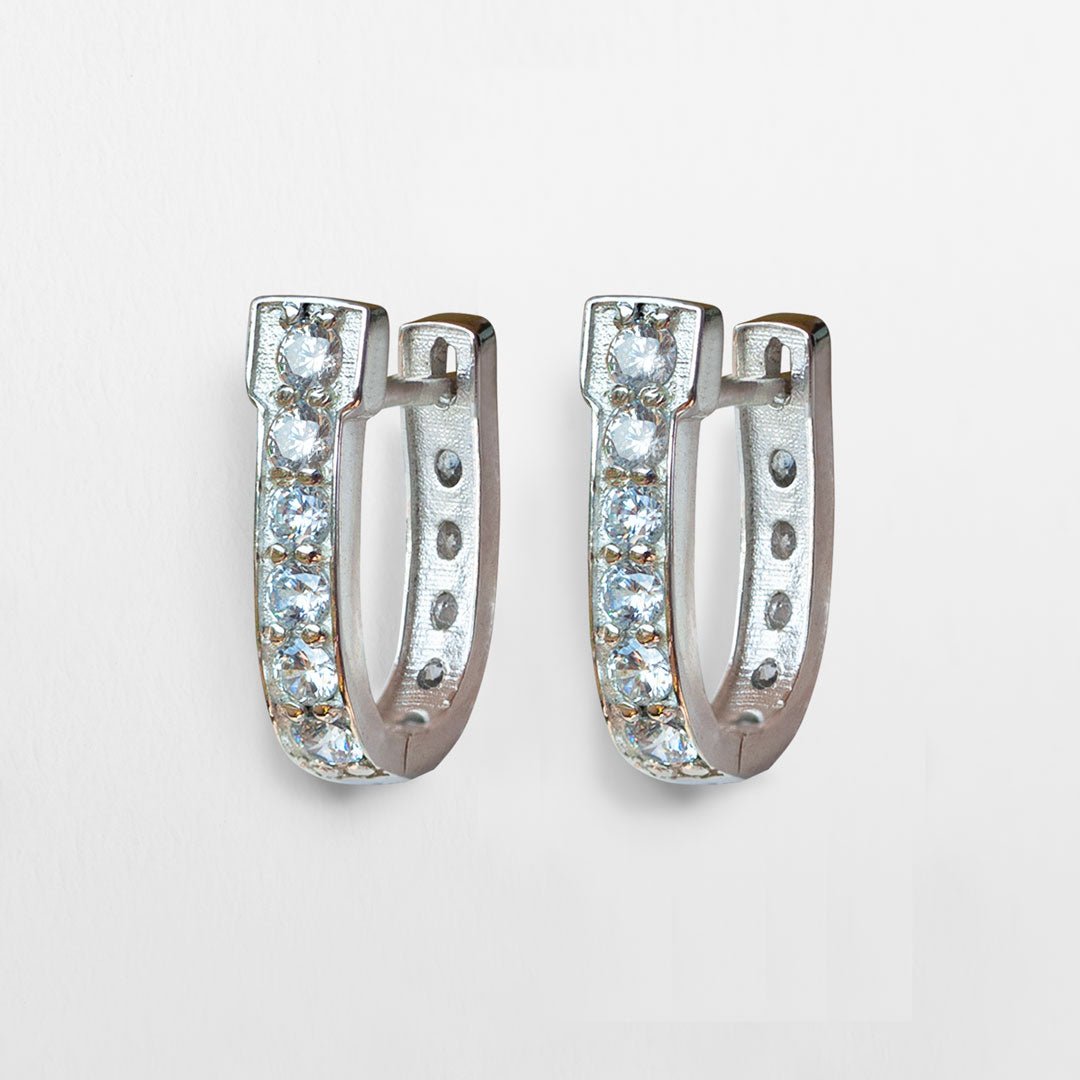 Urban Equestrian - Colton - Diamond Cut Horseshoe Coin Earring in Silver