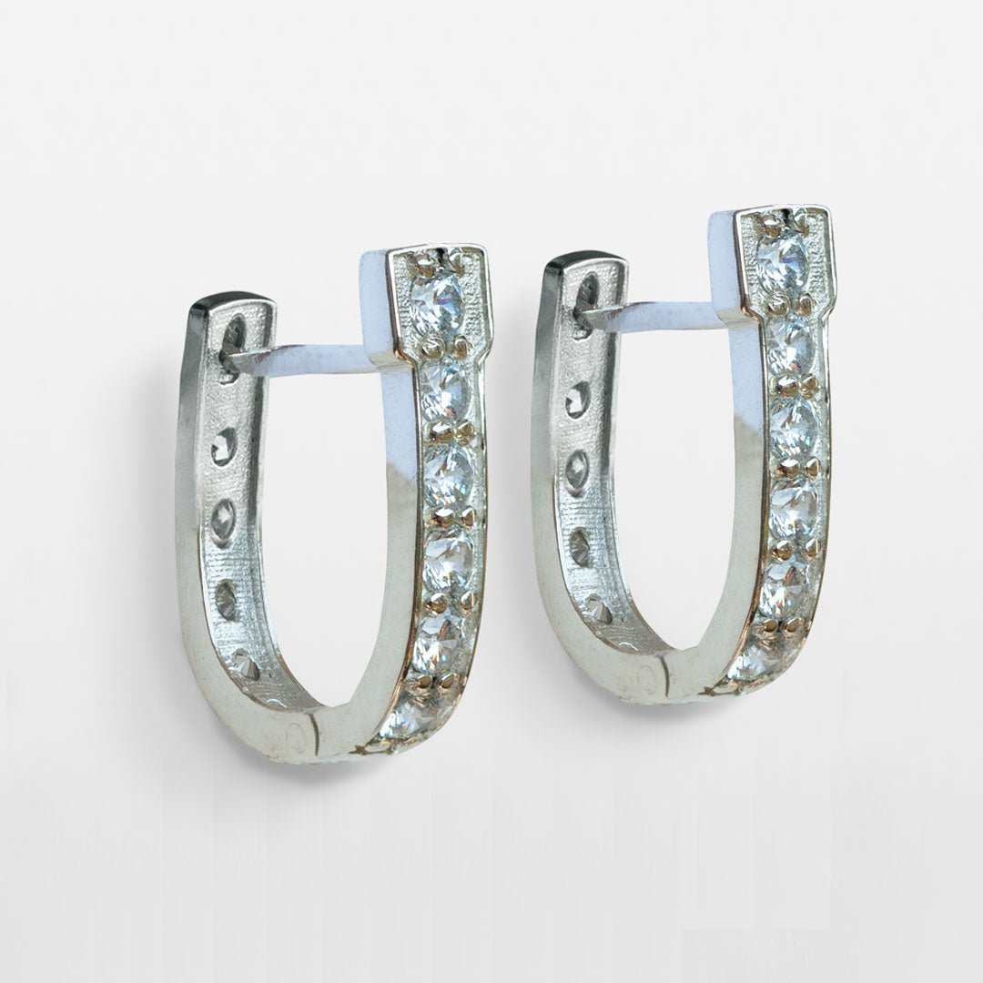 Urban Equestrian - Colton - Diamond Cut Horseshoe Coin Earring in Silver