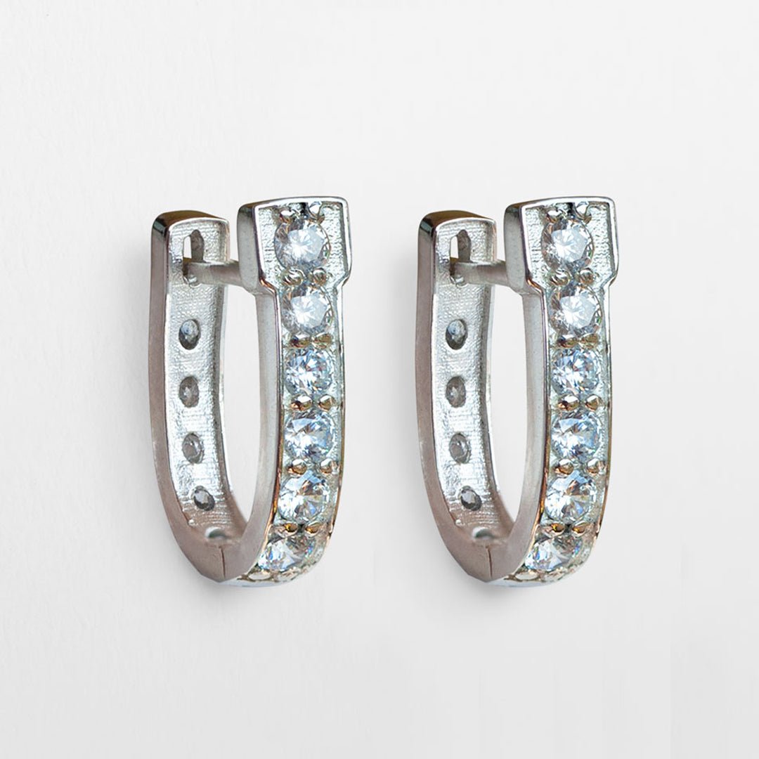 Urban Equestrian - Colton - Diamond Cut Horseshoe Coin Earring in Silver