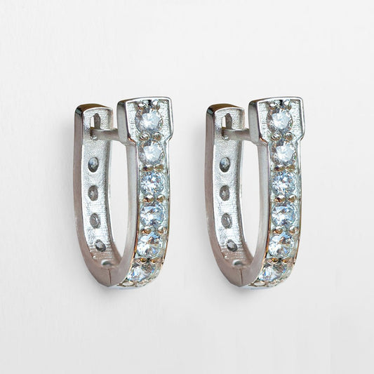 Urban Equestrian - Colton - Diamond Cut Horseshoe Coin Earring in Silver