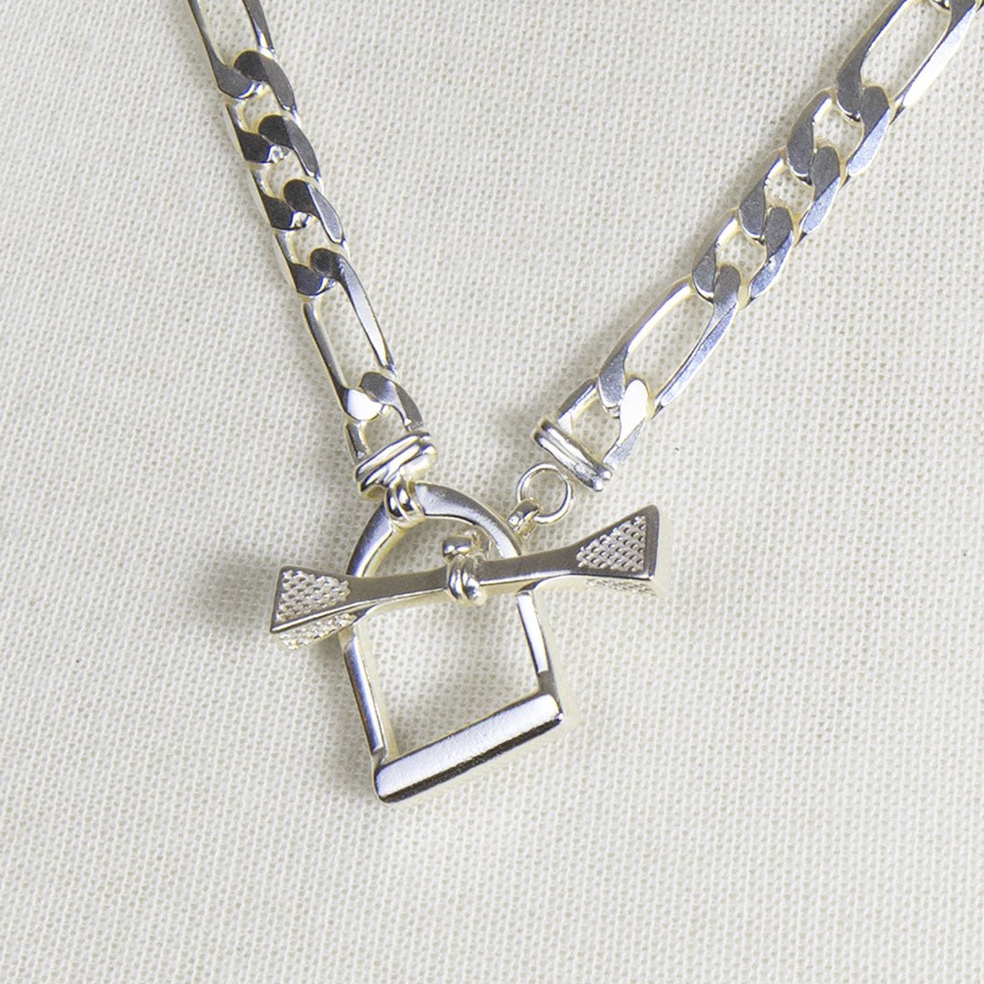 Urban Equestrian - Cortina - Cuban Chain Horse Stirrup Bracelet in Silver