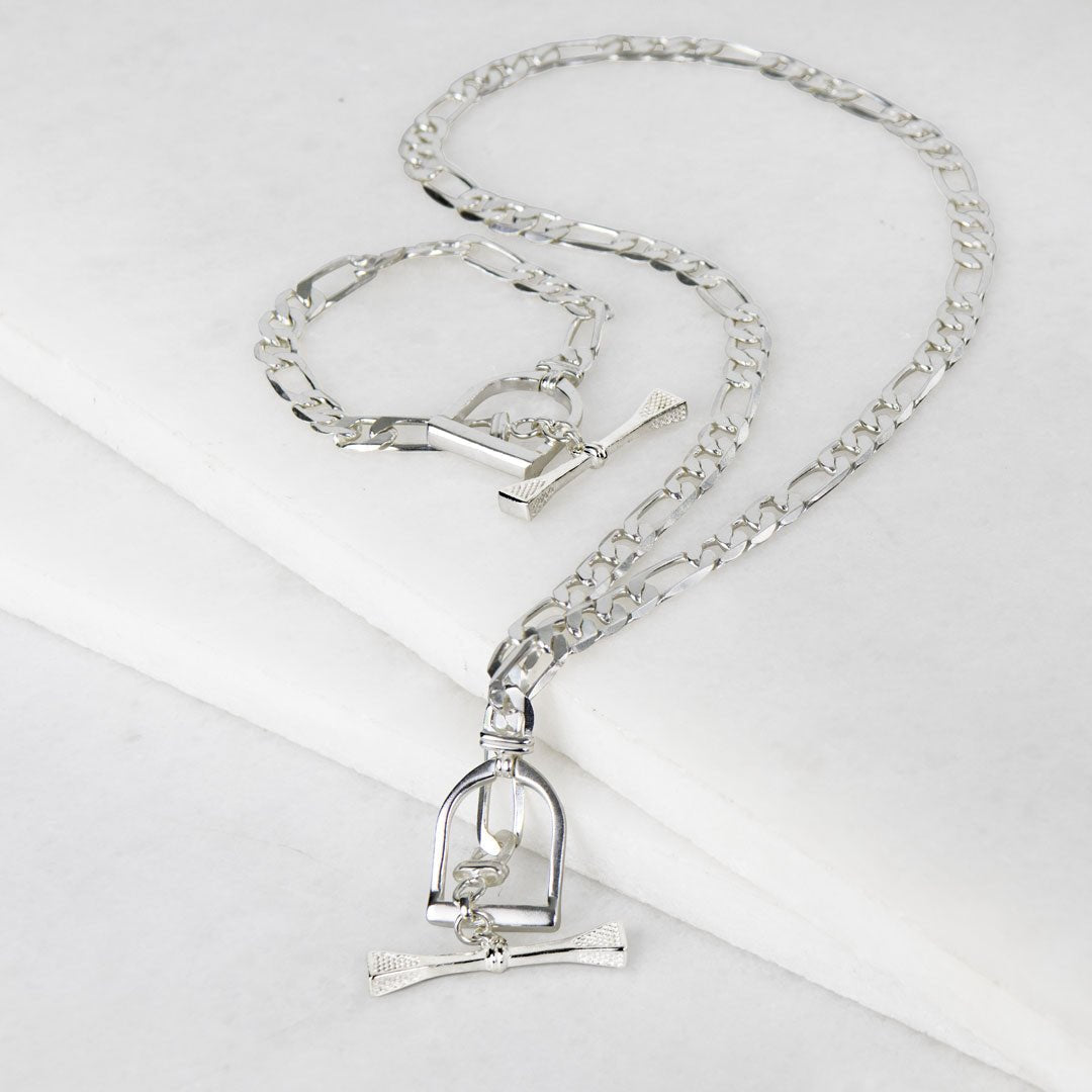 Urban Equestrian - Cortina - Cuban Chain Horse Stirrup Bracelet in Silver