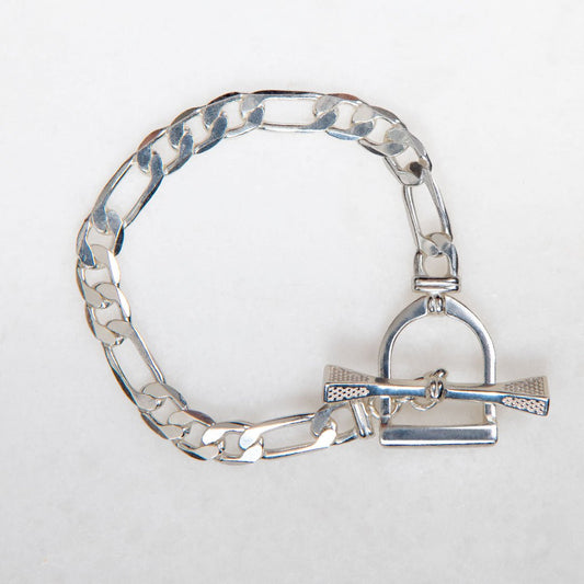 Urban Equestrian - Cortina - Cuban Chain Horse Stirrup Bracelet in Silver