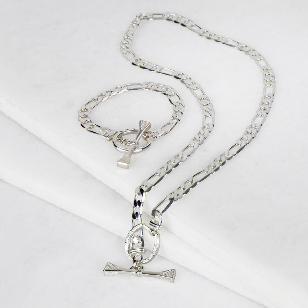 Urban Equestrian - Cortina - Cuban Chain Horseshoe Bracelet in Silver