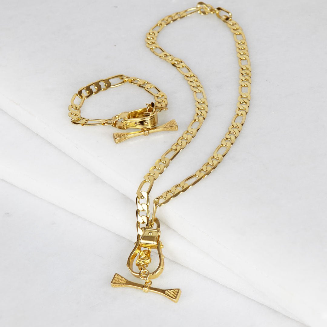 Urban Equestrian - Cortina - Cuban Chain Western Necklace in Gold
