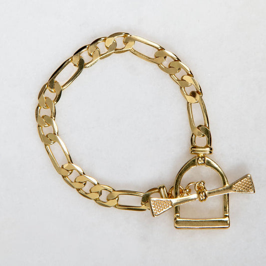 Urban Equestrian - Cortina - Cuban Chain Horse Stirrup Bracelet in Gold