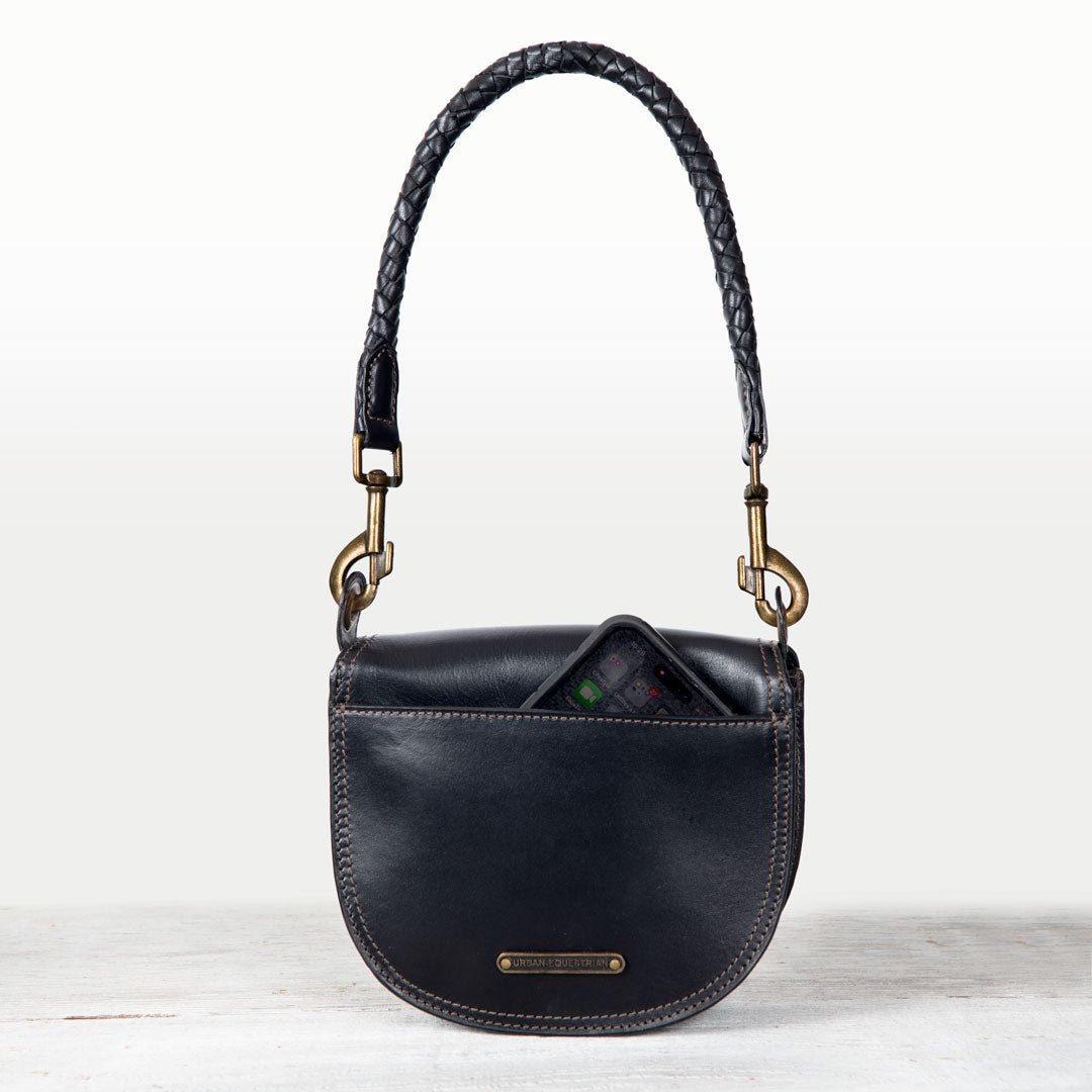 Urban Equestrian Coronado - Horse Bit Lock Luxury Leather Crossbody Handbag in Black