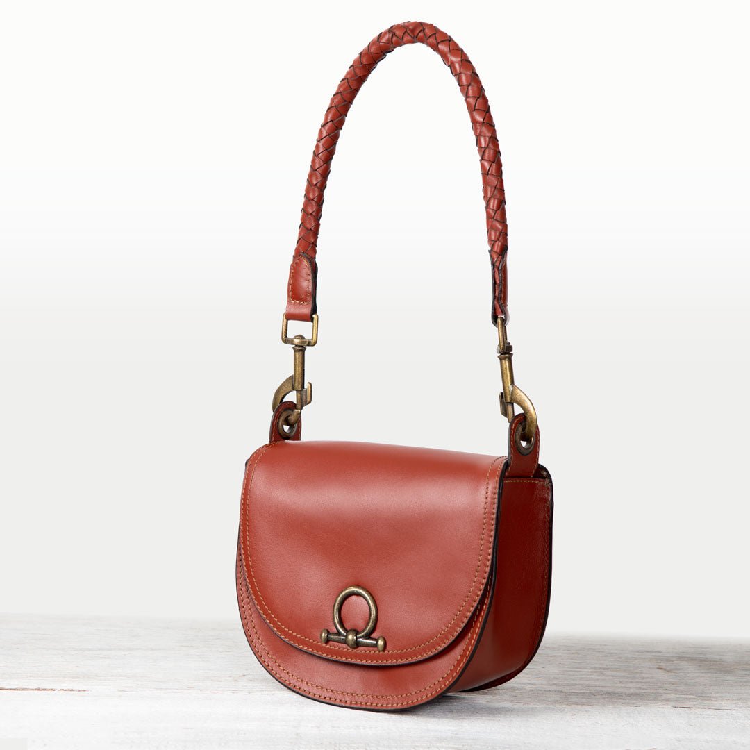Urban Equestrian Coronado - Horse Bit Lock Luxury Leather Crossbody Handbag in Cognac