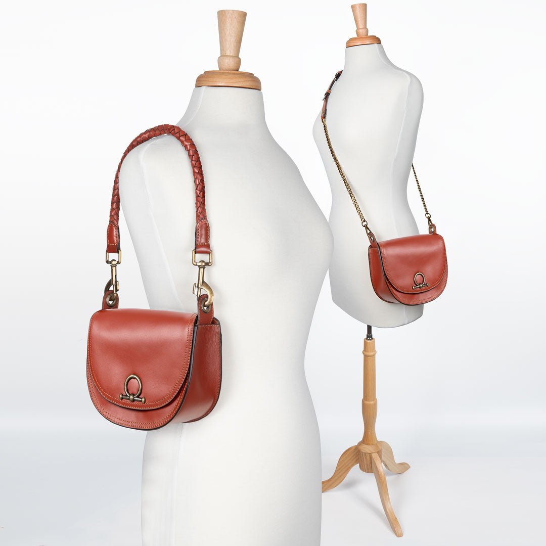 Urban Equestrian Coronado - Horse Bit Lock Luxury Leather Crossbody Handbag in Cognac