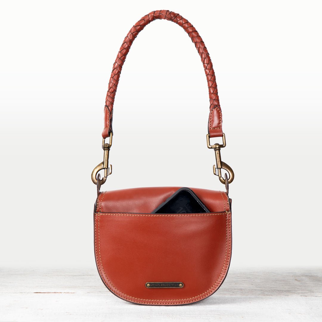 Urban Equestrian Coronado - Horse Bit Lock Luxury Leather Crossbody Handbag in Cognac
