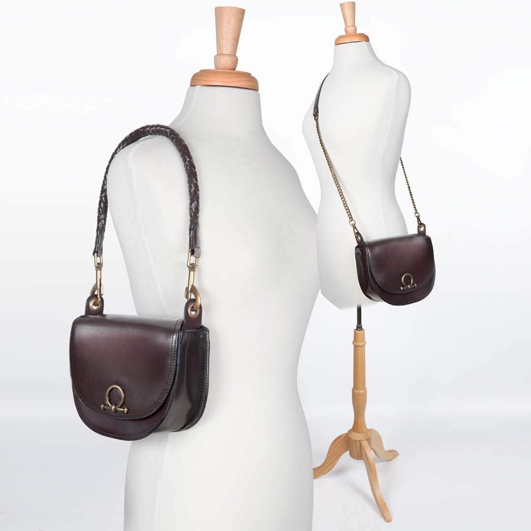 Urban Equestrian Coronado - Horse Bit Lock Luxury Leather Crossbody Handbag in Deep Brown