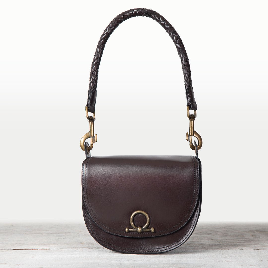 Urban Equestrian Coronado - Horse Bit Lock Luxury Leather Crossbody Handbag in Deep Brown