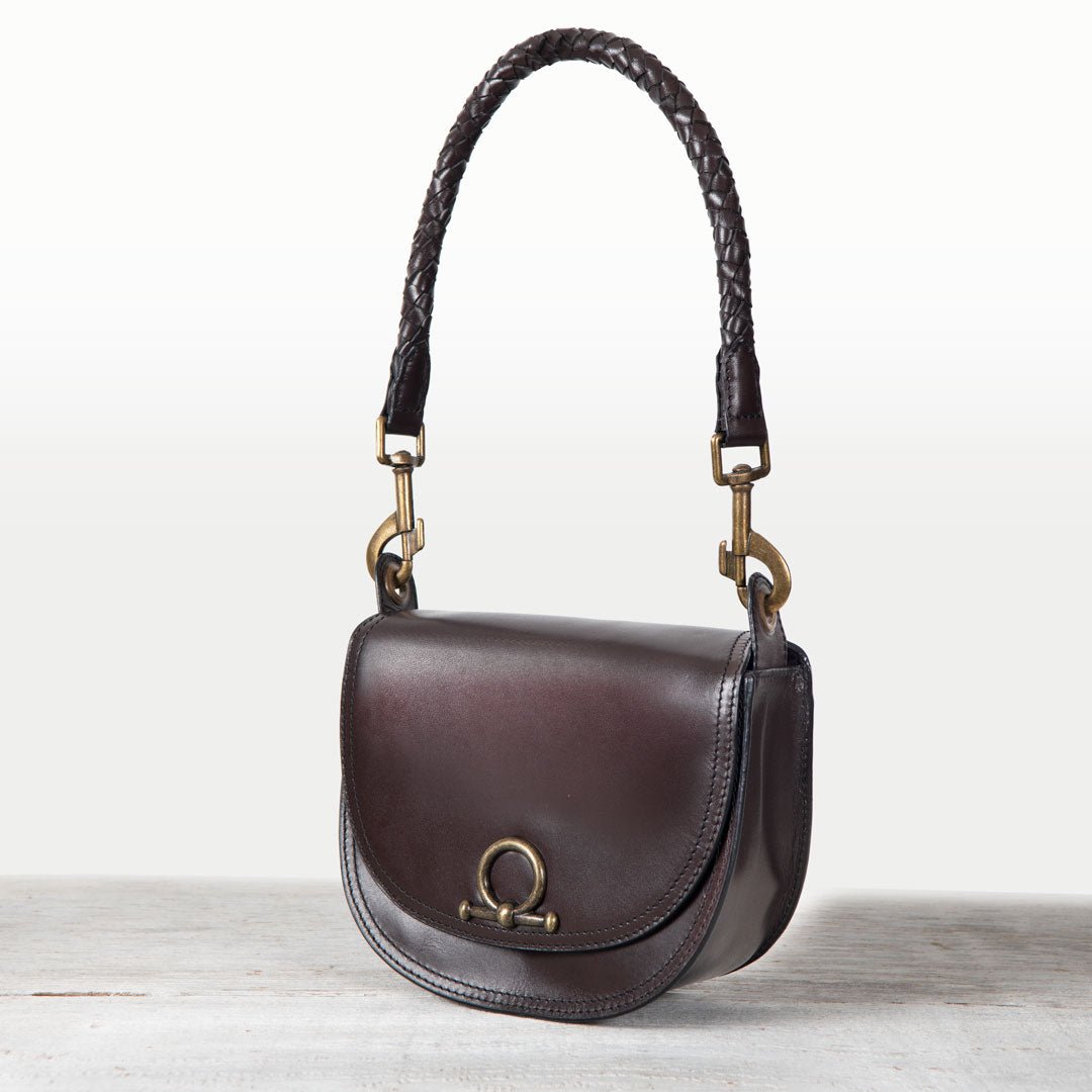 Urban Equestrian Coronado - Horse Bit Lock Luxury Leather Crossbody Handbag in Deep Brown