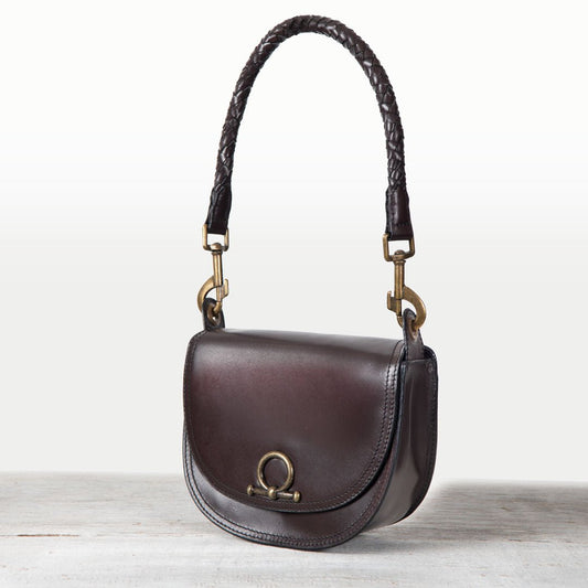 Urban Equestrian Coronado - Horse Bit Lock Luxury Leather Crossbody Handbag in Deep Brown