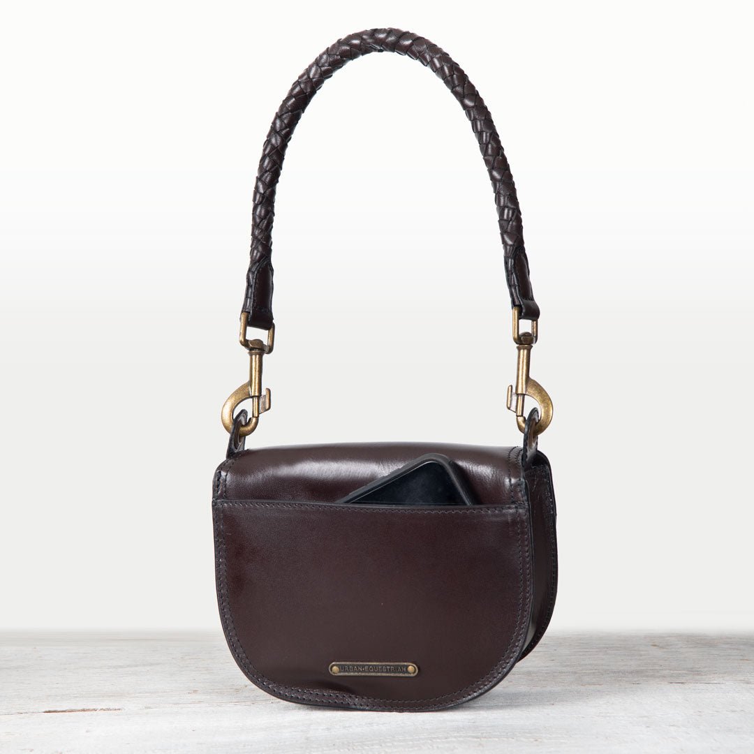 Urban Equestrian Coronado - Horse Bit Lock Luxury Leather Crossbody Handbag in Deep Brown