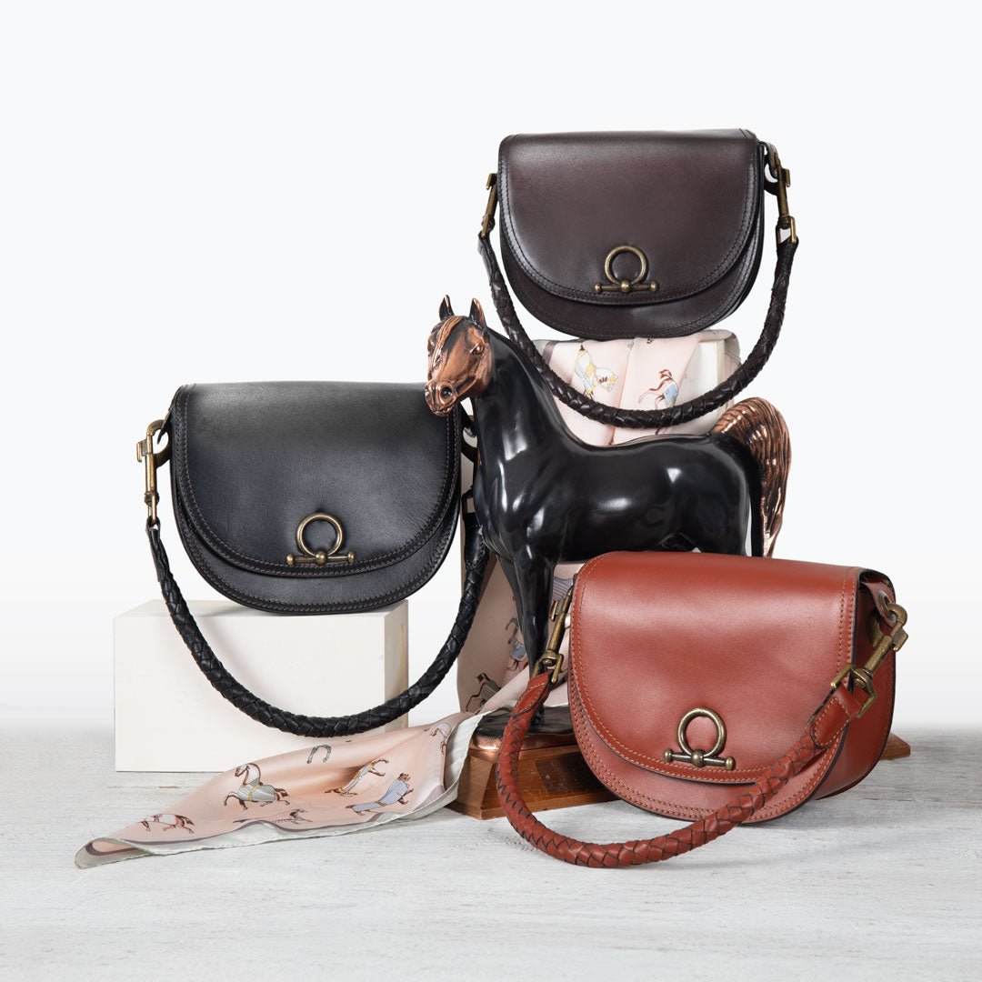 Urban Equestrian Coronado - Horse Bit Lock Luxury Leather Crossbody Handbag in Deep Brown