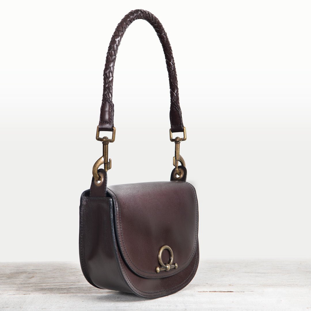 Urban Equestrian Coronado - Horse Bit Lock Luxury Leather Crossbody Handbag in Deep Brown