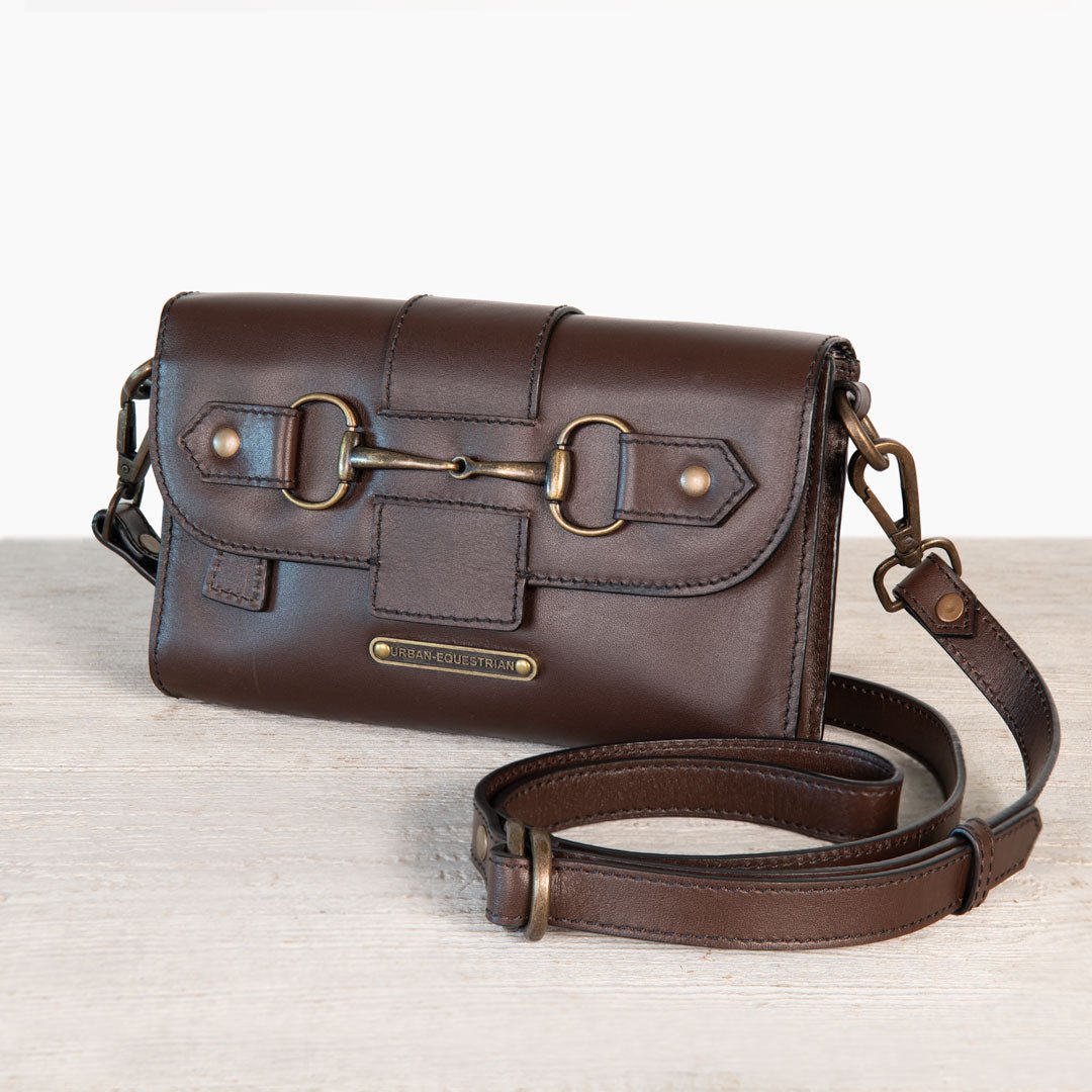 Urban Equestrian Dalton - Horse Bit Crossbody Luxury Leather Handbag in Deep Brown