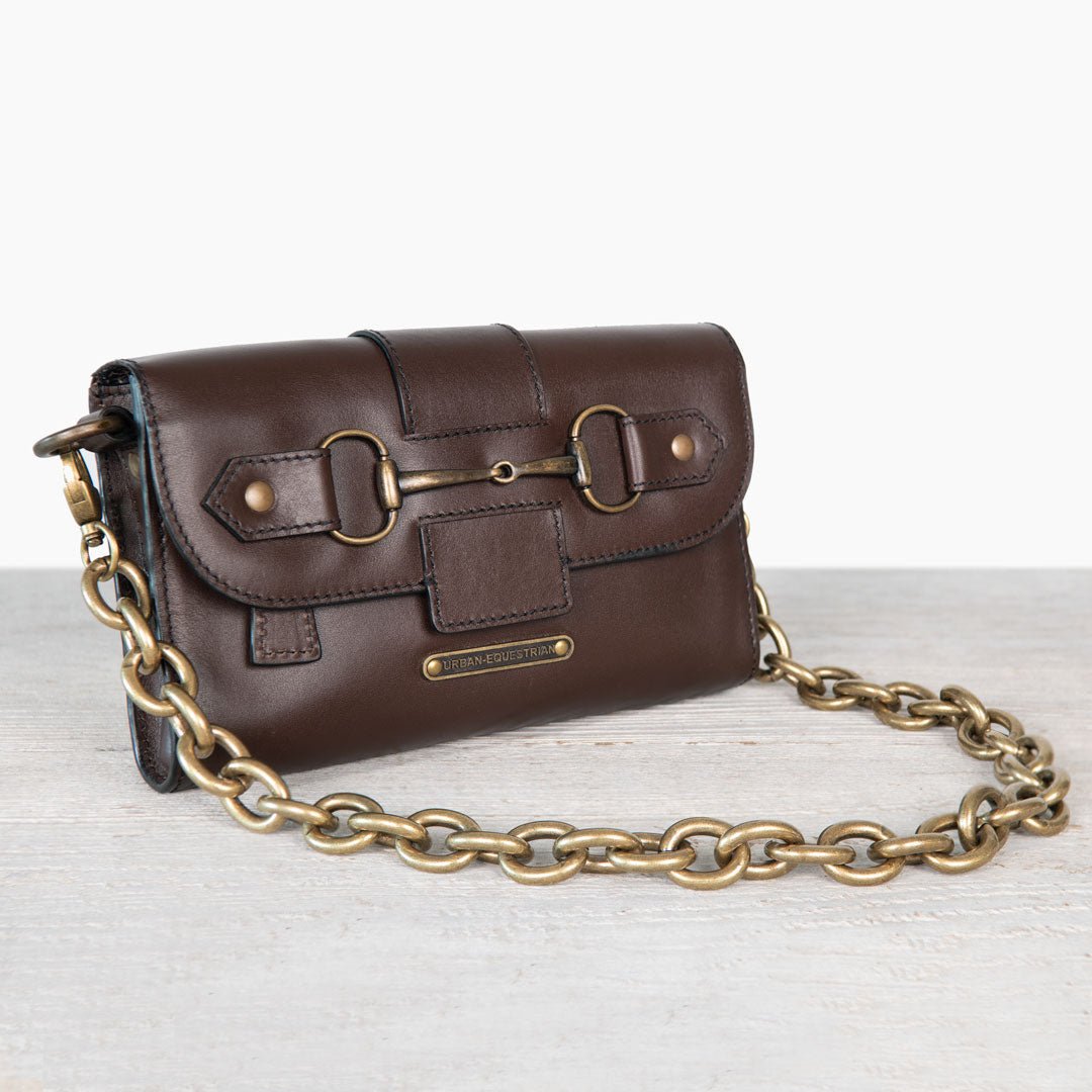 Urban Equestrian Dalton - Horse Bit Crossbody Luxury Leather Handbag in Deep Brown