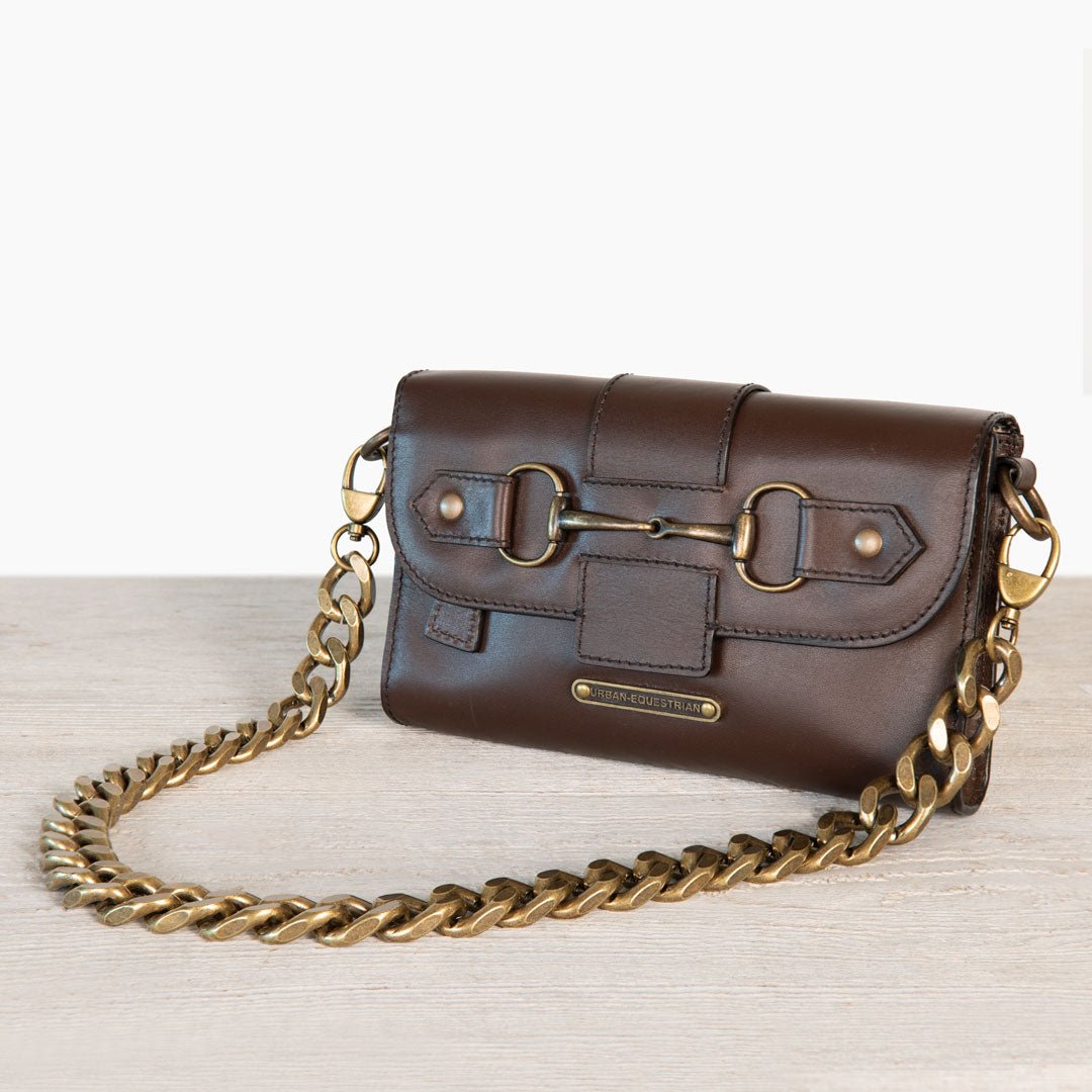 Urban Equestrian Dalton - Horse Bit Crossbody Luxury Leather Handbag in Deep Brown