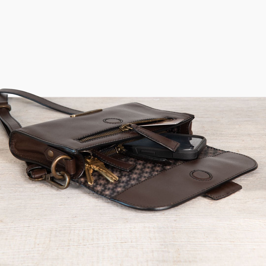 Urban Equestrian Dalton - Horse Bit Crossbody Luxury Leather Handbag in Deep Brown