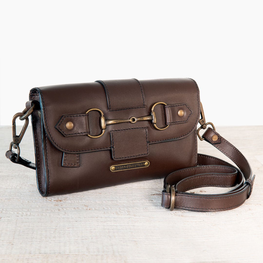 Urban Equestrian Dalton - Horse Bit Crossbody Luxury Leather Handbag in Deep Brown