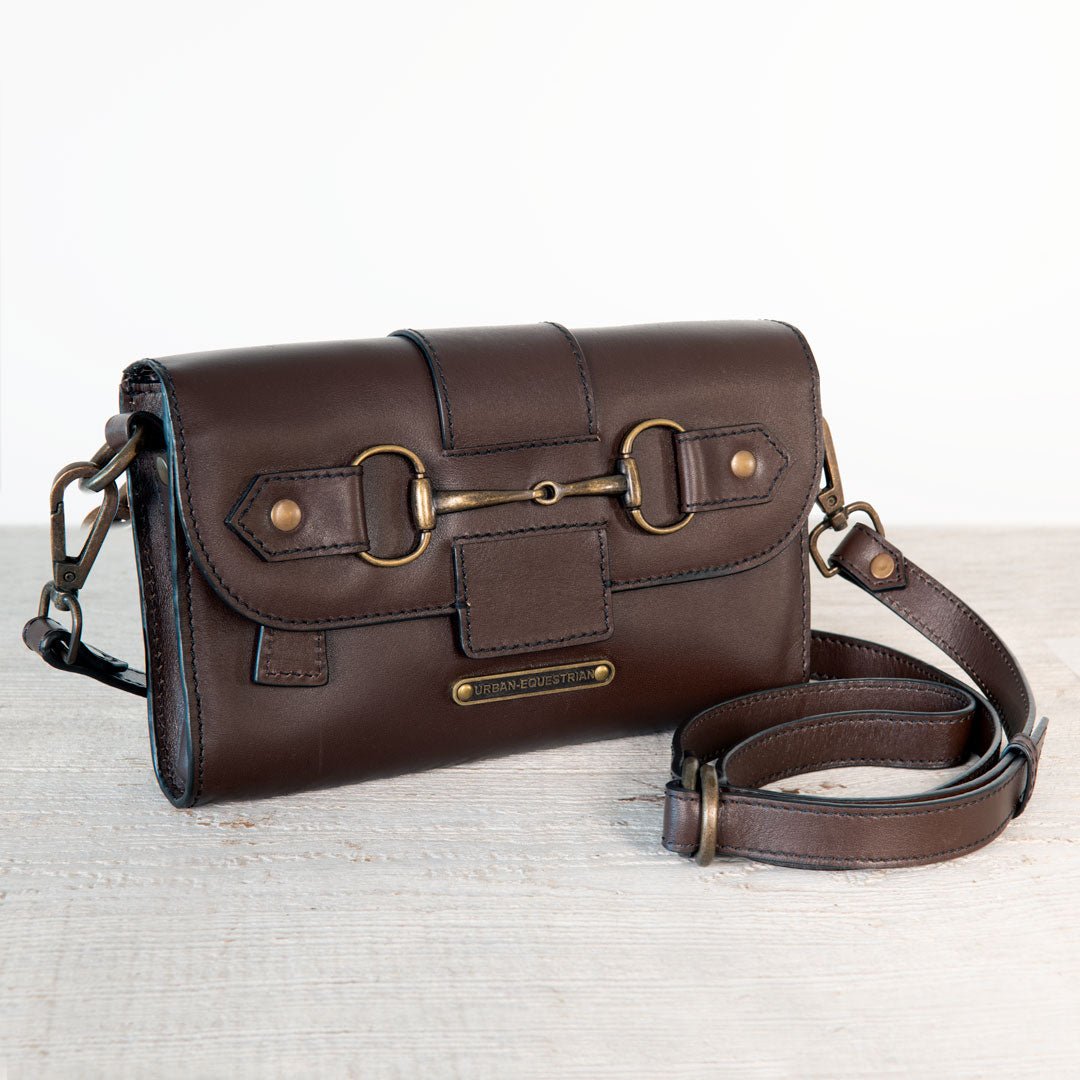 Urban Equestrian Dalton - Horse Bit Crossbody Luxury Leather Handbag in Deep Brown