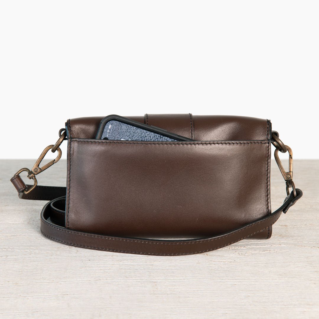 Urban Equestrian Dalton - Horse Bit Crossbody Luxury Leather Handbag in Deep Brown