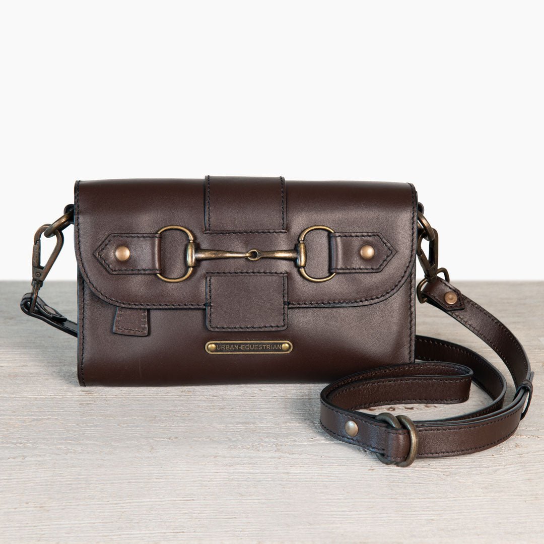 Urban Equestrian Dalton - Horse Bit Crossbody Luxury Leather Handbag in Deep Brown