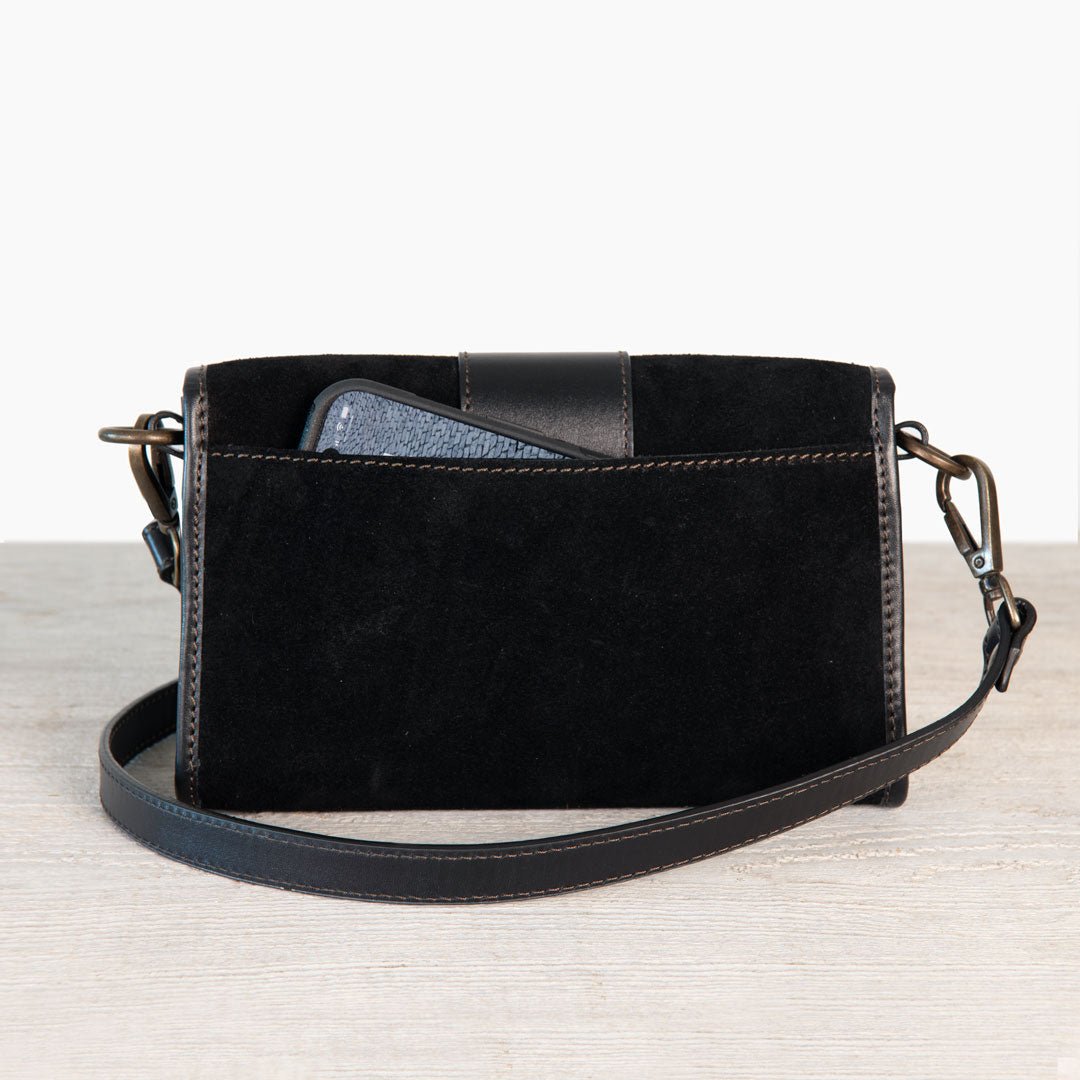Urban Equestrian Dalton - Horse Bit Crossbody Luxury Leather Handbag in Black on Black