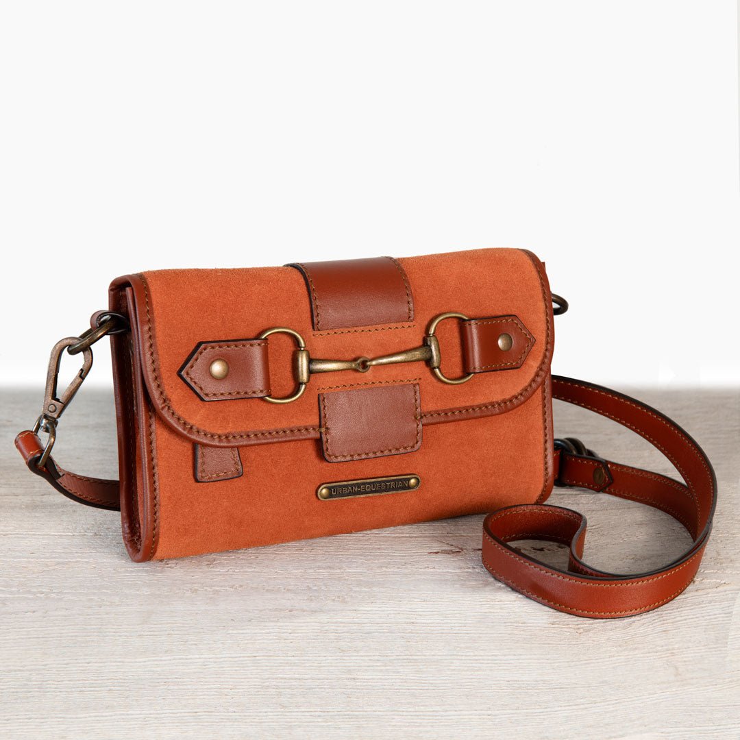 Urban Equestrian Dalton - Horse Bit Crossbody Luxury Leather Handbag in Cognac on Cognac