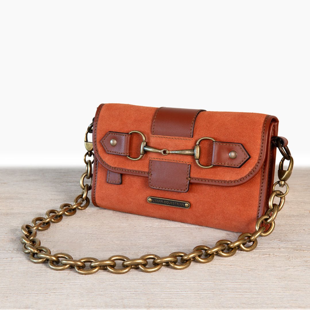Urban Equestrian Dalton - Horse Bit Crossbody Luxury Leather Handbag in Cognac on Cognac