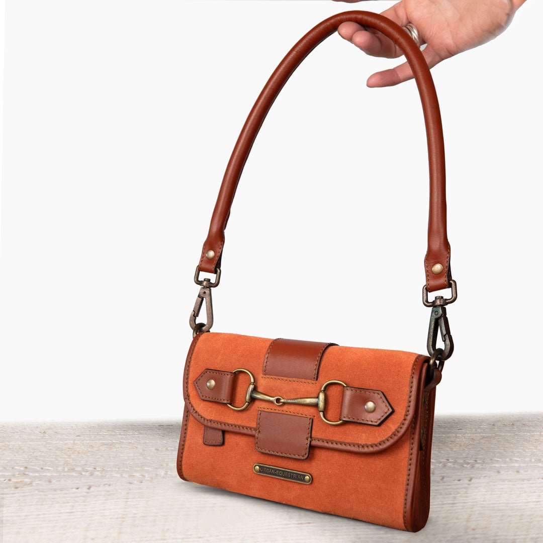 Urban Equestrian Dalton - Horse Bit Crossbody Luxury Leather Handbag in Cognac on Cognac