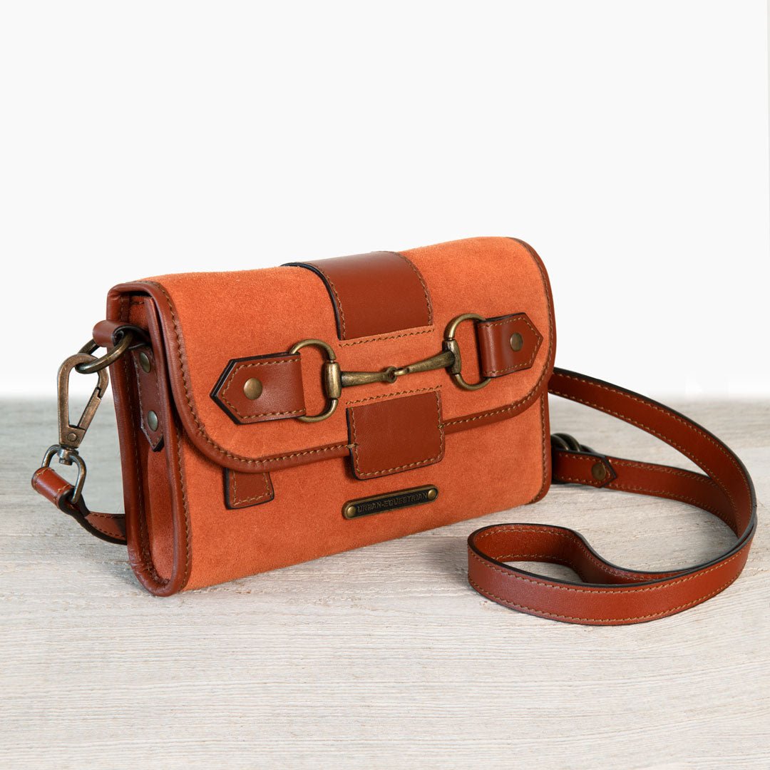 Urban Equestrian Dalton - Horse Bit Crossbody Luxury Leather Handbag in Cognac on Cognac
