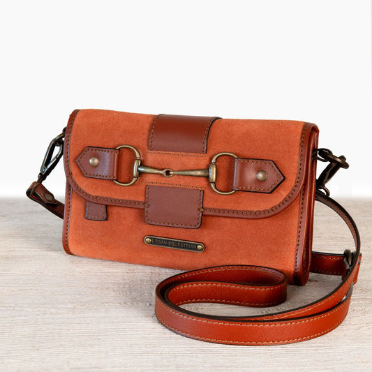 Urban Equestrian Dalton - Horse Bit Crossbody Luxury Leather Handbag in Cognac on Cognac