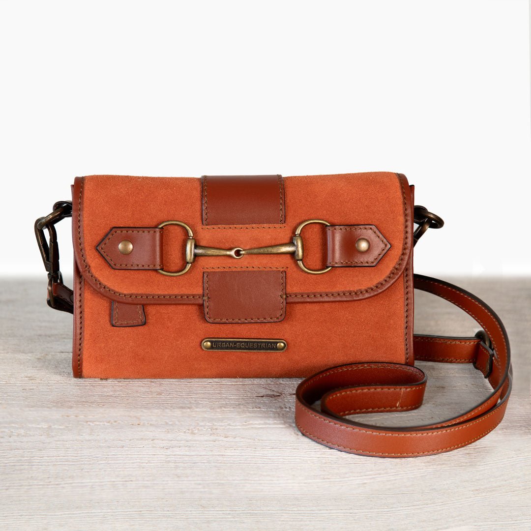 Urban Equestrian Dalton - Horse Bit Crossbody Luxury Leather Handbag in Cognac on Cognac